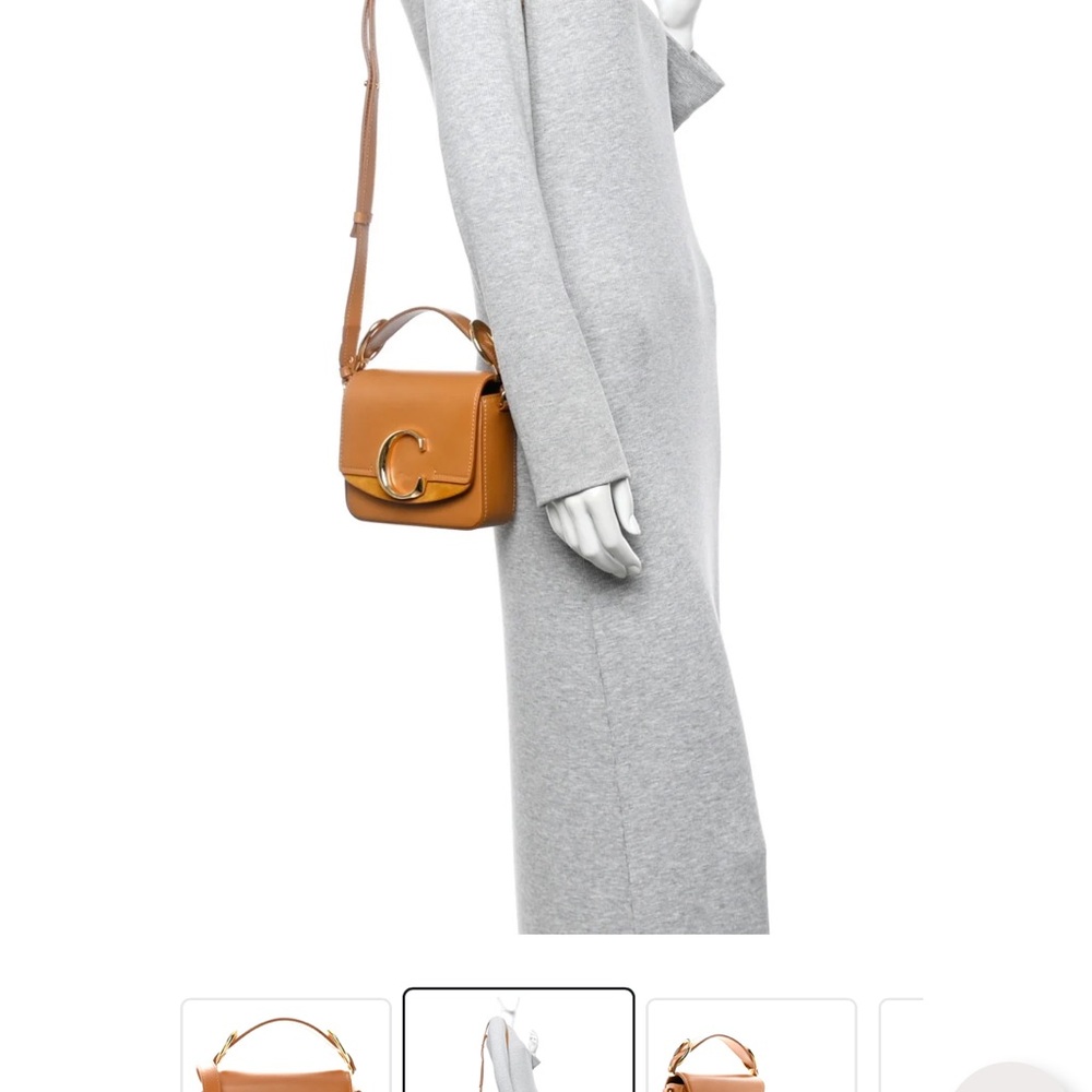 Small Leather C Bag in Taupe - Picture 7 of 7